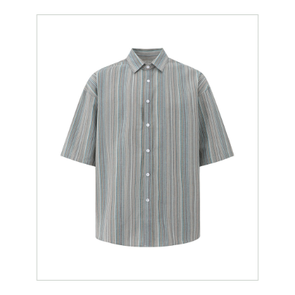 oversized stripe loose fit short sleeve shirt/２color　NL2424