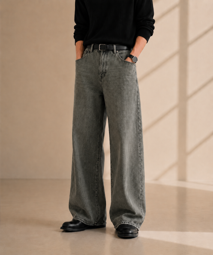 loose fit wide denim pants /2color　NL2357