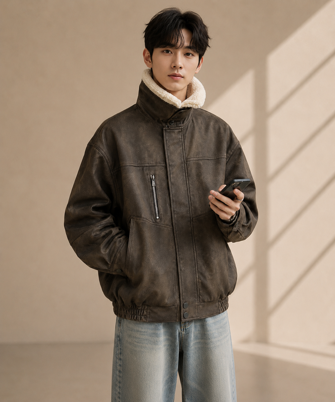 brown shearling jacket　NL2000