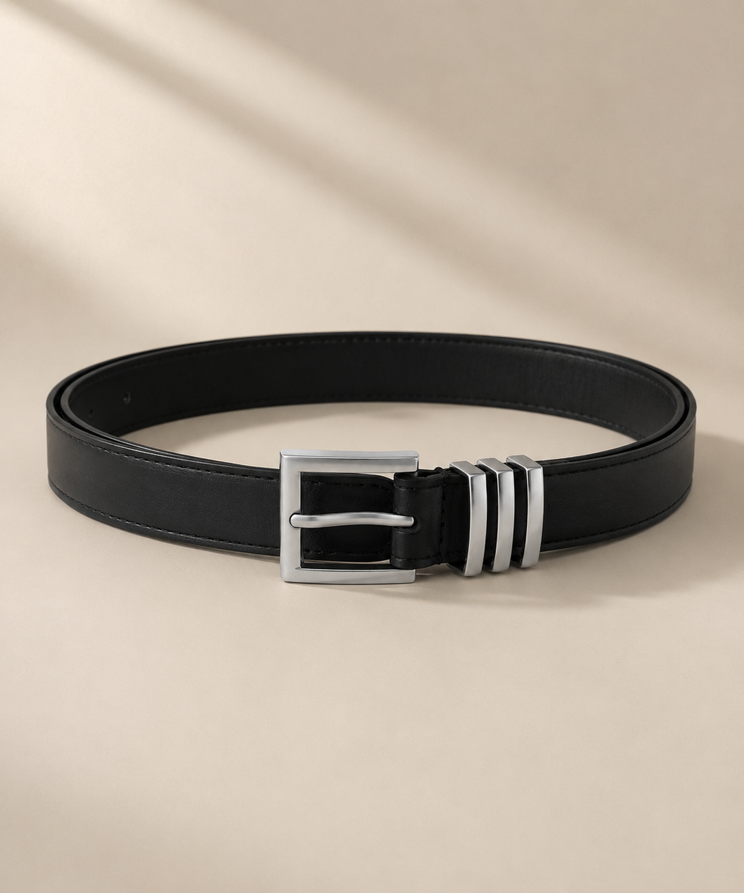 triple metal loop leather belt　NL2419