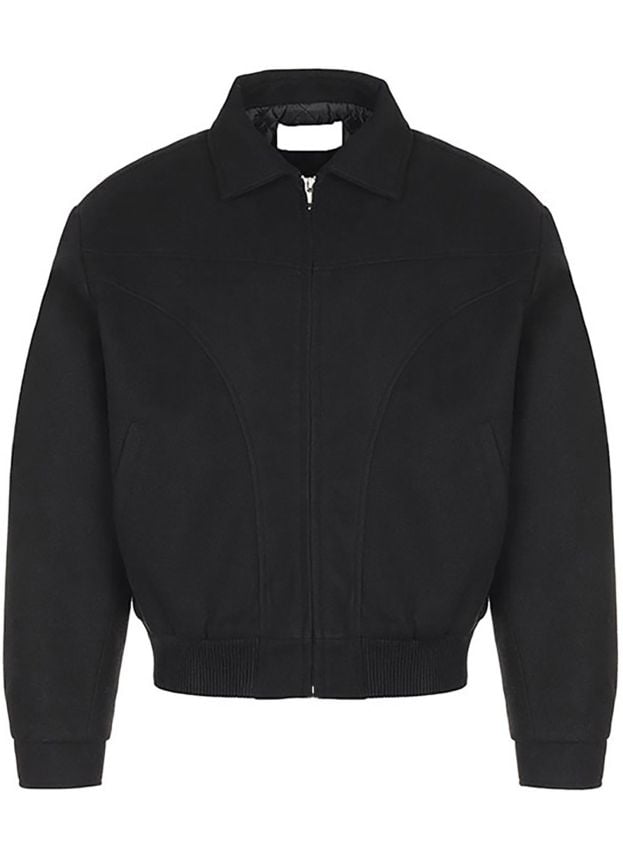 ブラックのスタンドカラーブルゾンの商品正面画像。